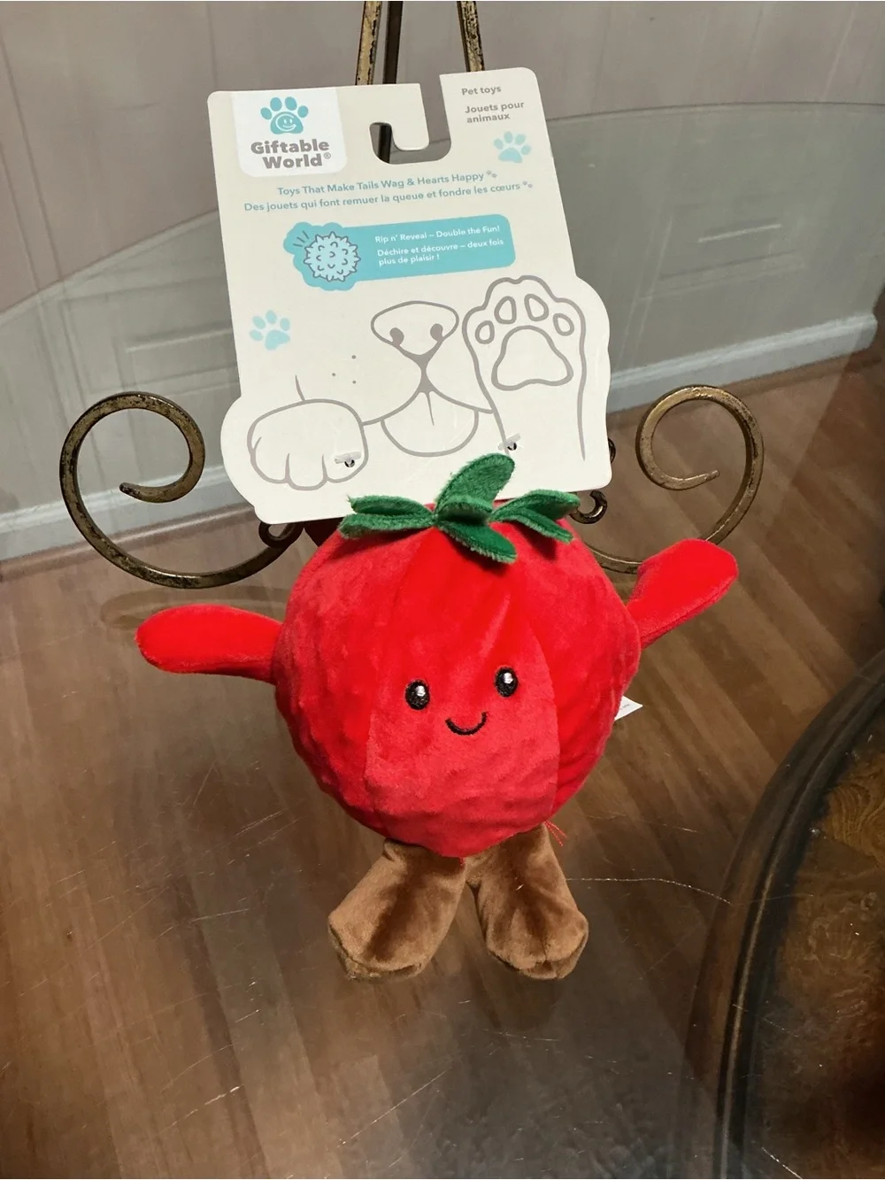 Brand New Giftable Tomato With Legs Dog Toy  with Squeaker 6”